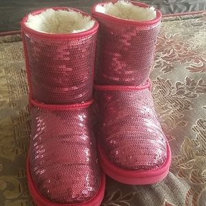 Sequin red boots by UGG. Big kid size 5